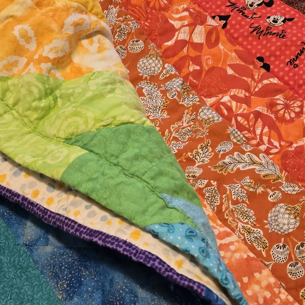 Handmade Vibrant Multicolor Patchwork Quilt ~ 3 x 4